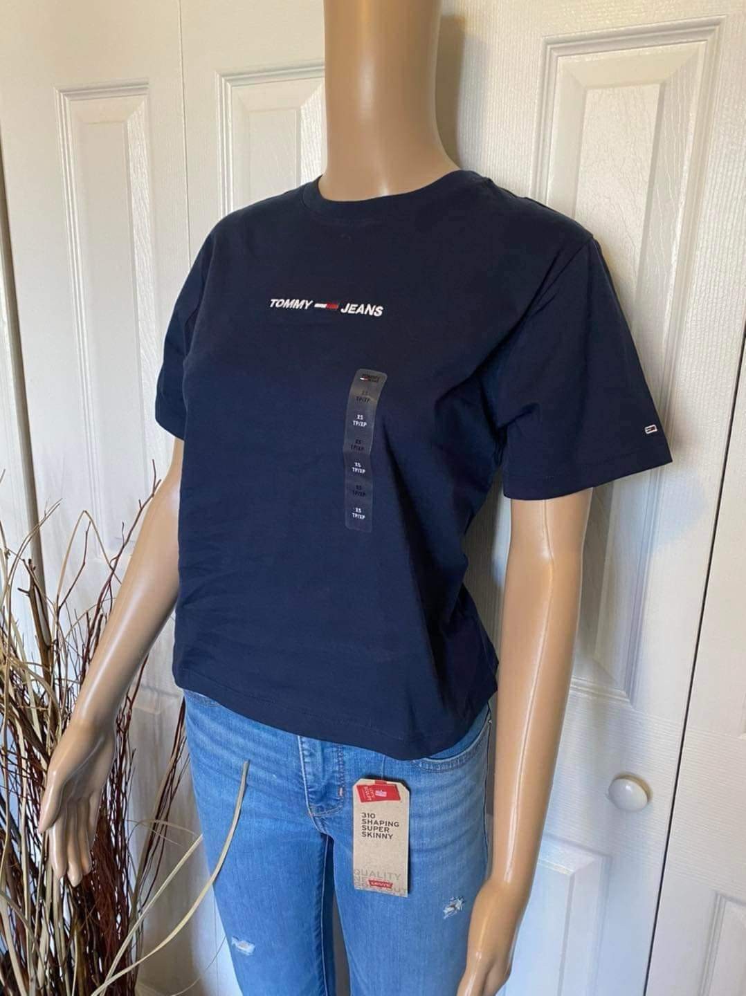 Blusa Casual Manga Corta Original Tommy Hilfiger azul logo pequeño frente