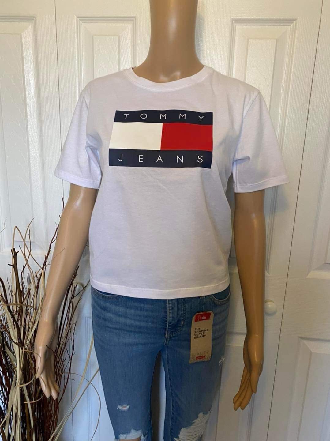 Blusa Casual Manga Corta Tommy Hilfiger Original logo frente grande