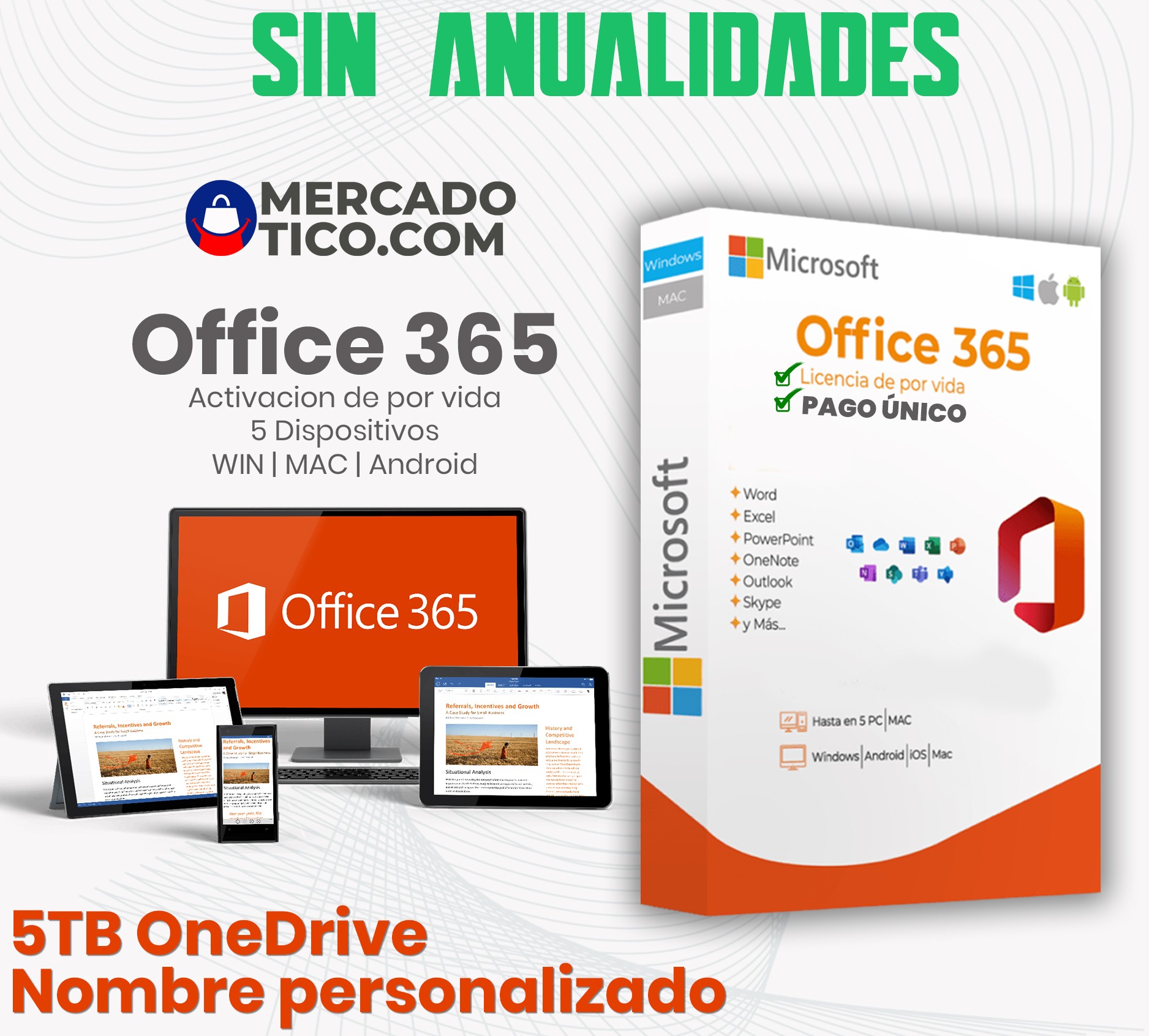 Office 365 con nombre personalizado más 5TB OneDrive de por vida