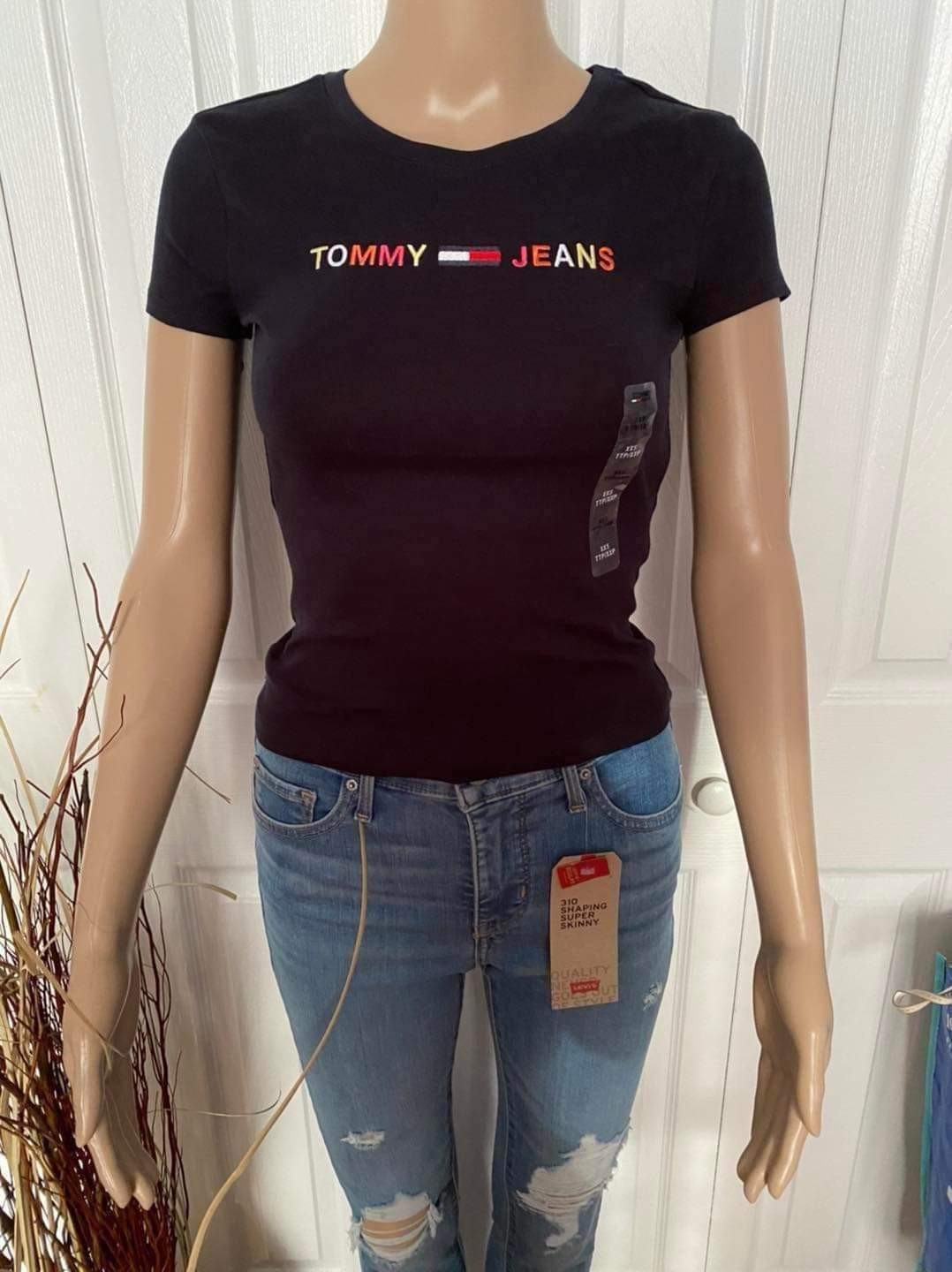 Blusa Casual Manga Corta Original Tommy Hilfiger cuello redondo logo texto